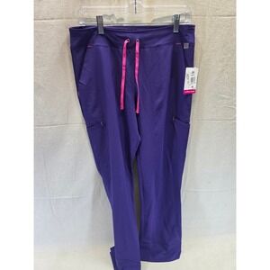 Smitten Women Purple Scrub Pants Small SML Drawstring Cargo Medical Uniform 2315